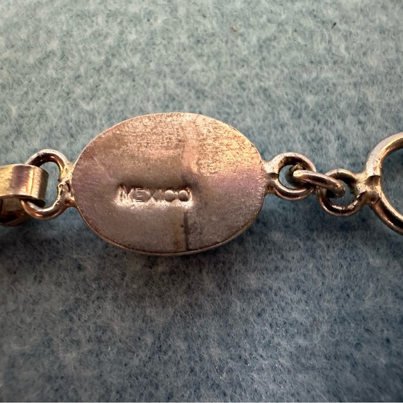 Vintage TAXCO Mexico Sterling Silver Bracelet with Red glass opals - Picture 10 of 11